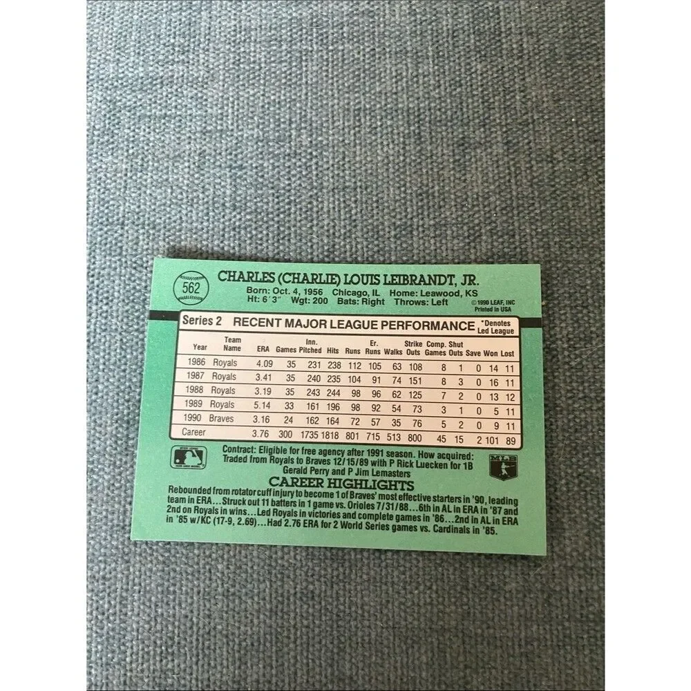 1991 Donruss Atlanta Braves Baseball Card Trading Card